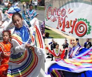 yapboz Cinco de Mayo Puebla 1862 çarpışma anmak için Mexico 5 Mayıs ve Amerika Birleşik Devletleri kutlanır
